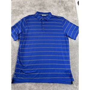 Tasc Performance Mens XL Blue Striped Short Sleeve Golf Polo Shirt FA19 Stretch